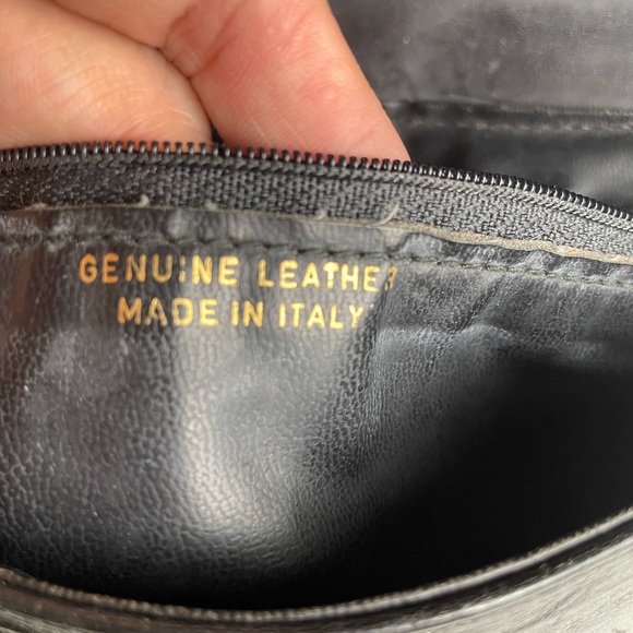 Vintage Leather Purse/Handbag Black/Brown Made in Italy - Picture 4 of 10